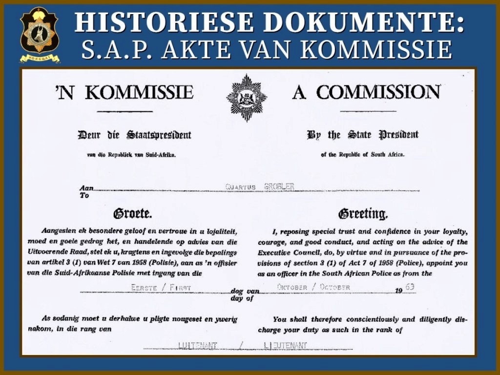 AKTE VAN KOMMISSIE SA POLISIE