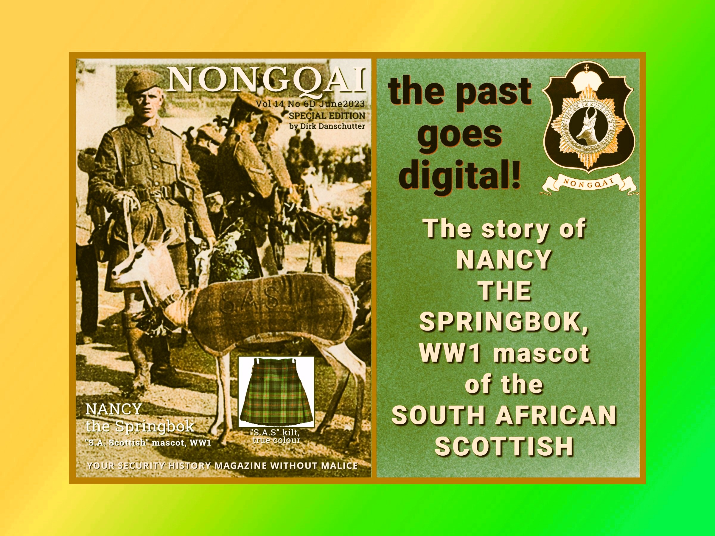 NANCY THE SPRINGBOK the SA Scottish mascot during WW1