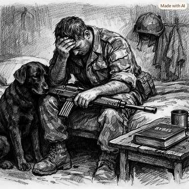 Swart hond soldaat